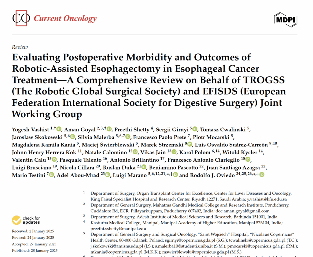 Evaluating Postoperative Morbidity and Outcomes of Robotic-Assisted Esophagectomy in Esophageal Cancer Treatment—A Comprehensive Review on Behalf of TROGSS (The Robotic Global Surgical Society) and EFISDS (European Federation International Society for Digestive Surgery) Joint Working Group