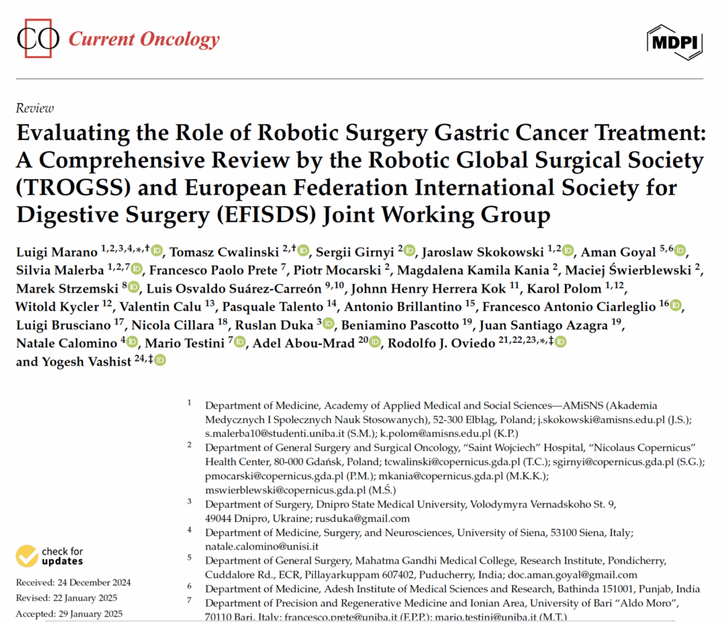 Evaluating the Role of Robotic Surgery Gastric Cancer Treatment: A Comprehensive Review by the Robotic Global Surgical Society (TROGSS) and European Federation International Society for Digestive Surgery (EFISDS) Joint Working Group